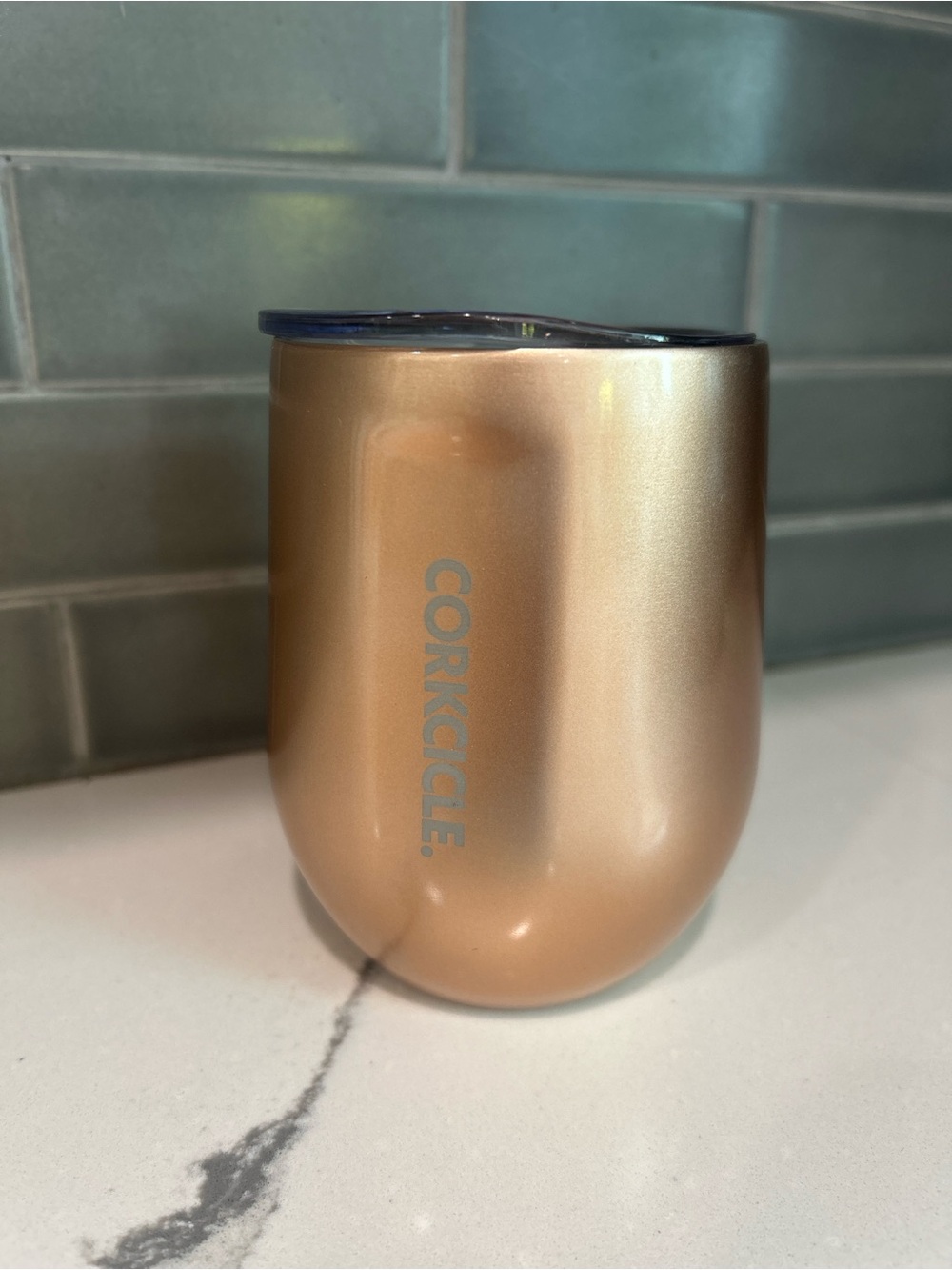 Corkcicle Metallic Rose Gold Insulated Stemless Tumbler